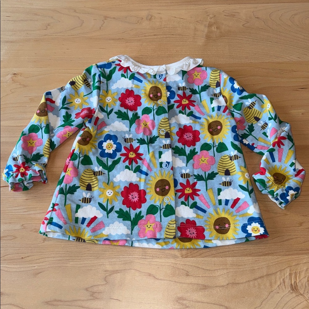 Mini Boden Spring Flowers Top with Striped Pants size 9-12 months. - Picture 4 of 7